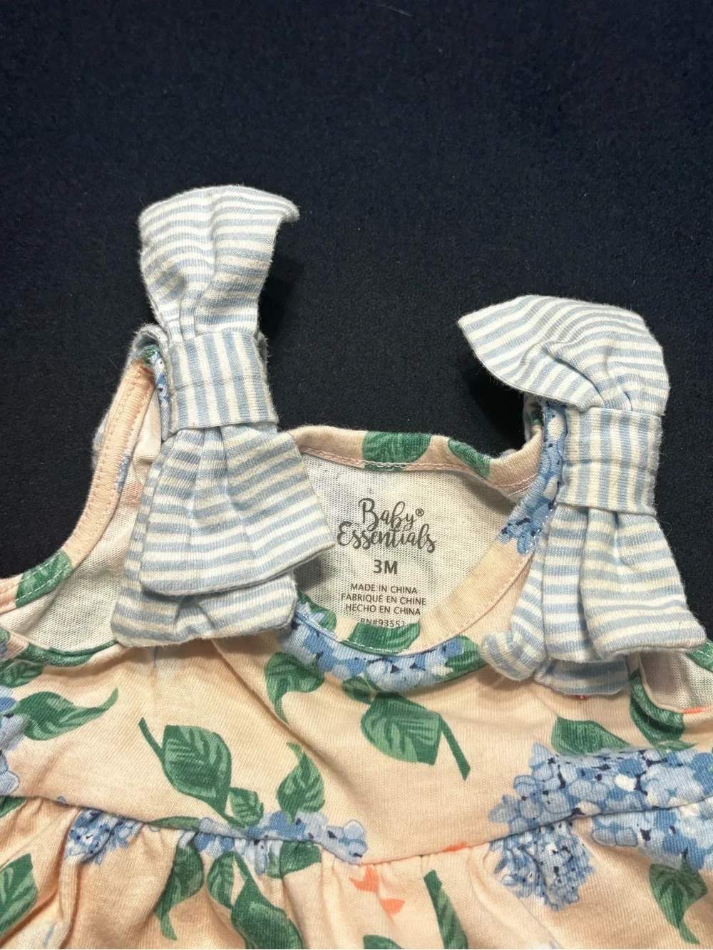 Baby essentials pink Floral Hydrangea Dress & Bloomer Set - 0-3M